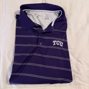 Mens TCU Antigua Purple/White Stripe Embroidery Polo Size XL VGUC